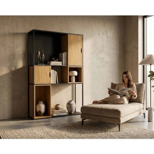 REGAŁ NA KSIĄŻKI METALOWE DREWNO LITE DĄB JESION OLCHA RNK-165